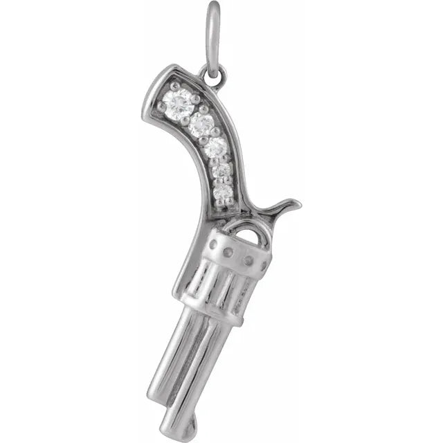 14K White .05 CTW Natural Diamond Revolver Pendant