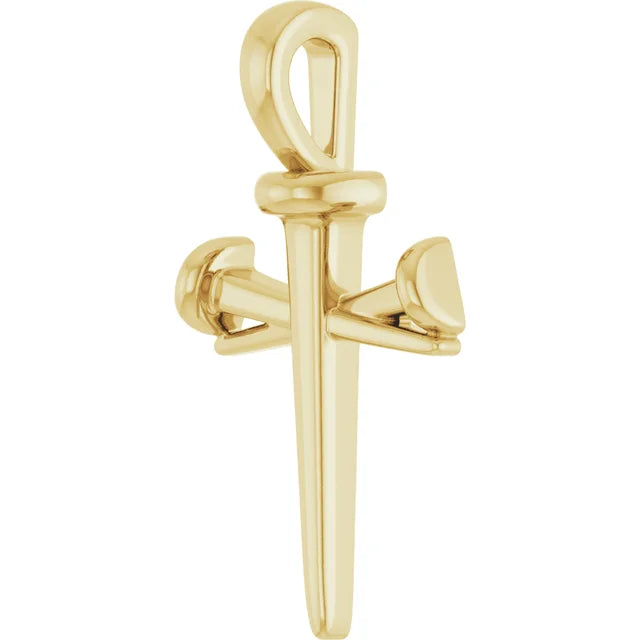 14K Yellow Nail Cross Pendant