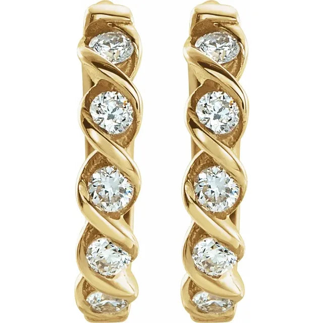 14K Yellow 1/10 CTW Natural Diamond 9 mm Hoop Earrings