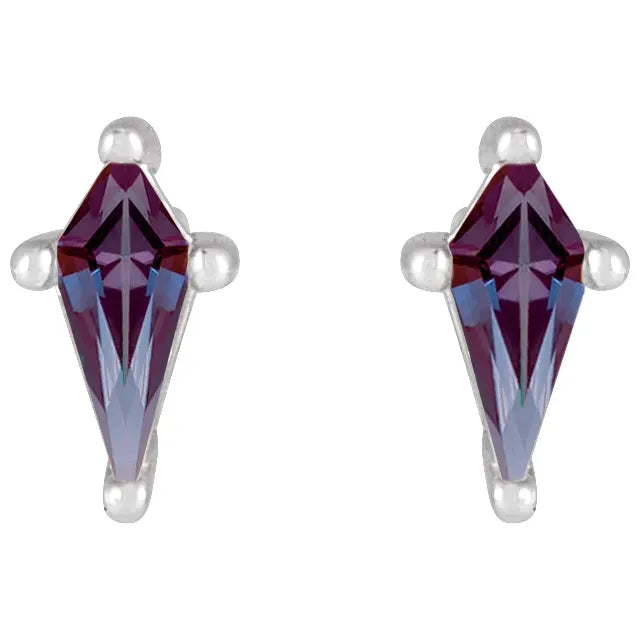 14K White Lab-Grown Alexandrite Earrings