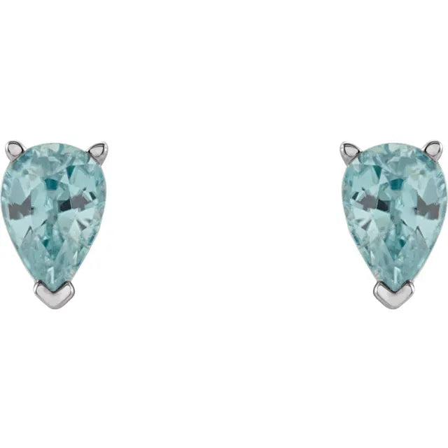14K White Gold Natural Blue Zircon Earrings