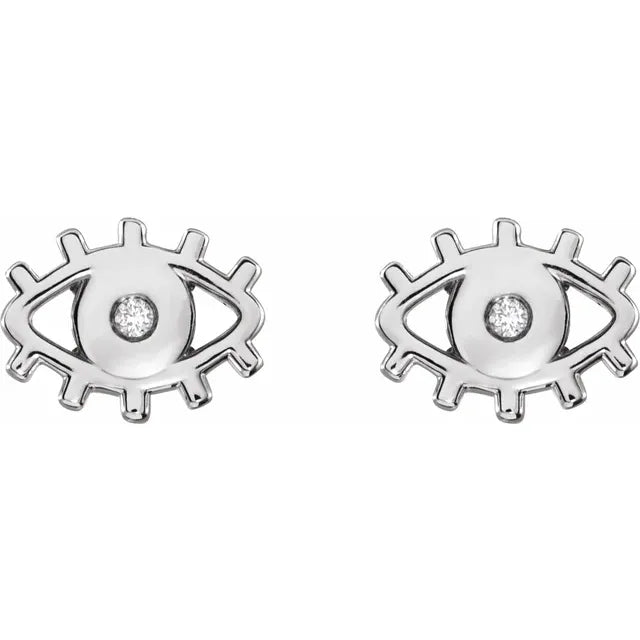 Sterling Silver .015 CTW Natural Diamond Evil Eye Earrings