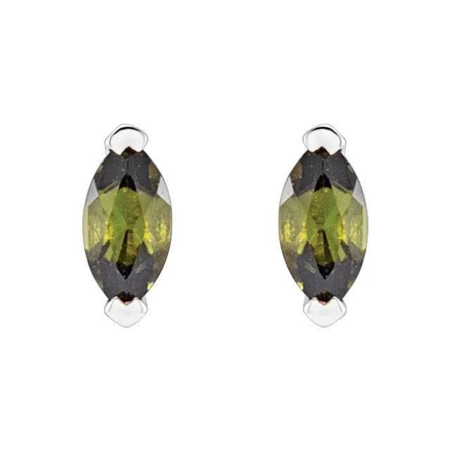 Sterling Silver Natural Green Tourmaline Earrings