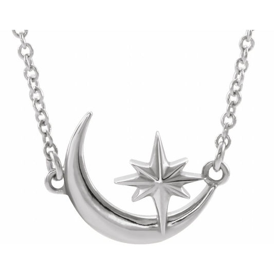 Sterling Silver Crescent Moon & Star