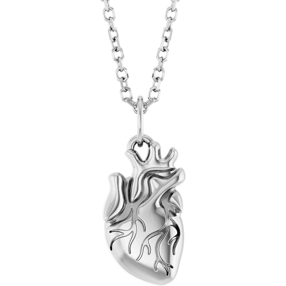 Sterling Silver Anatomical Heart Necklace