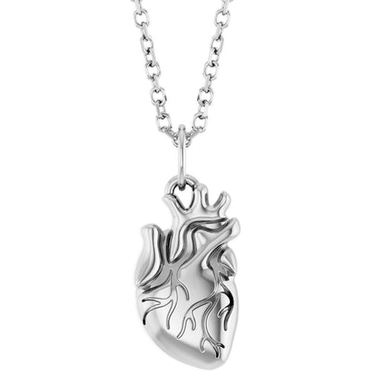 Sterling Silver Anatomical Heart Necklace