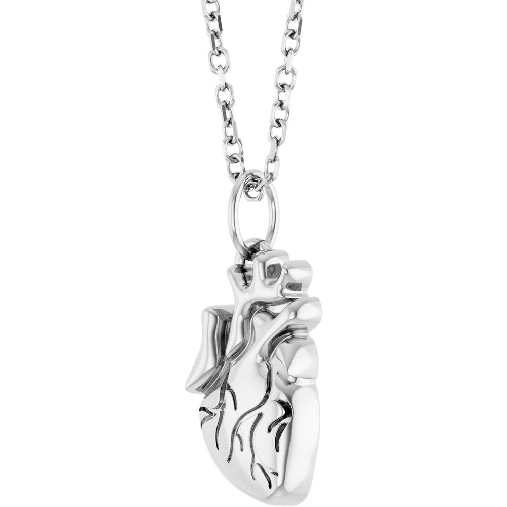 Sterling Silver Anatomical Heart Necklace