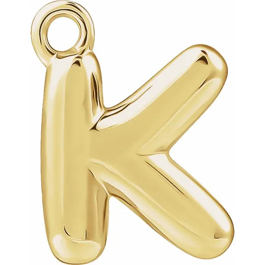 14K Yellow Bubble Initial Dangle