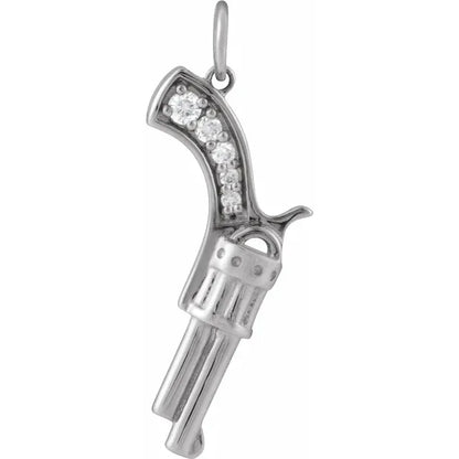 14K White .05 CTW Natural Diamond Revolver Pendant