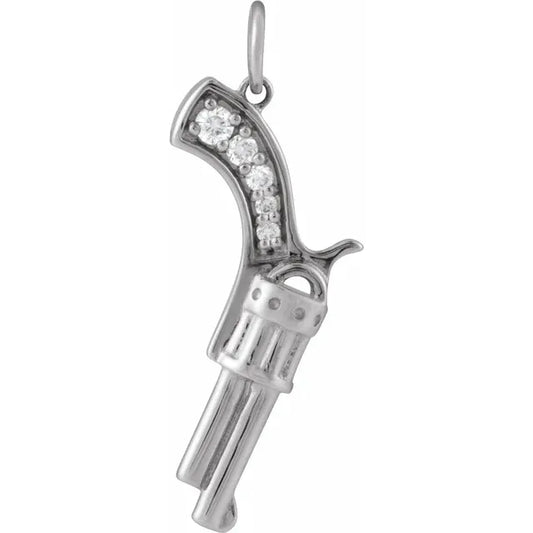 14K White .05 CTW Natural Diamond Revolver Pendant
