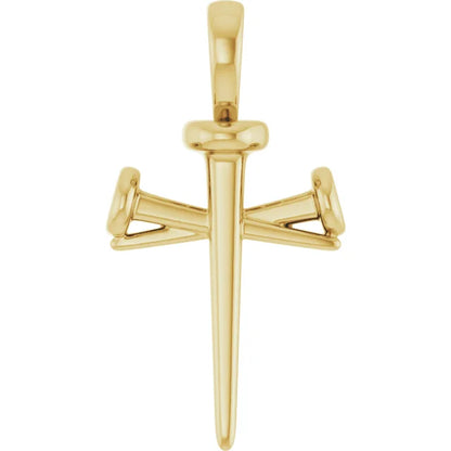 14K Yellow Nail Cross Pendant