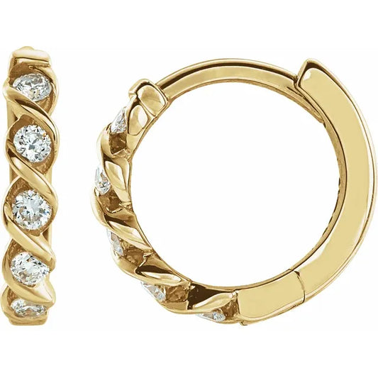 14K Yellow 1/10 CTW Natural Diamond 9 mm Hoop Earrings