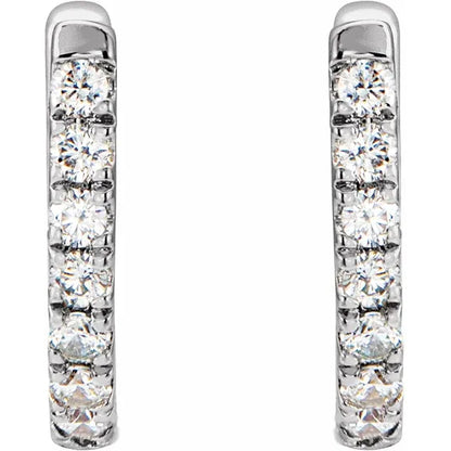 14K White 1/6 CTW Natural Diamond Hoop Earrings