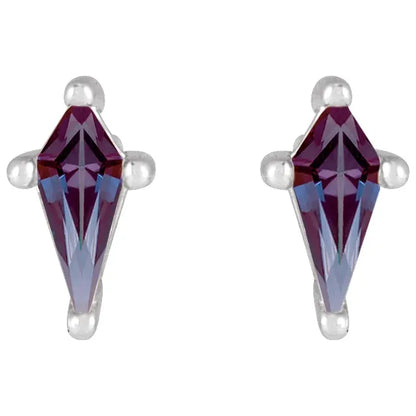14K White Lab-Grown Alexandrite Earrings