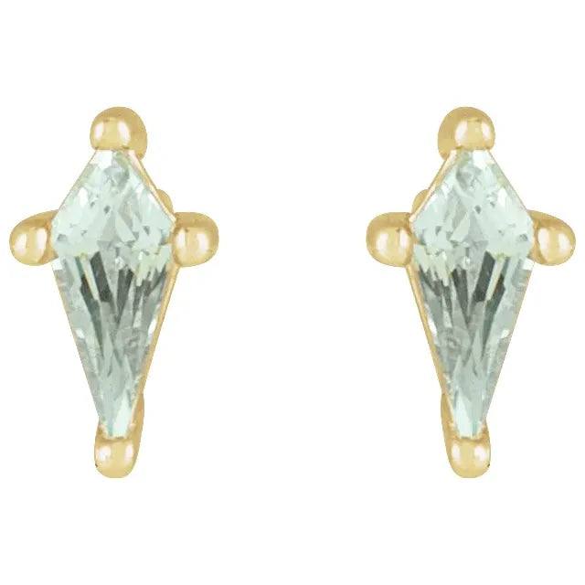 14K Yellow Lab-Grown Green Sapphire Earrings