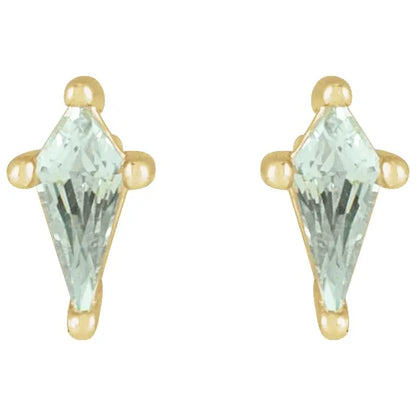 14K Yellow Lab-Grown Green Sapphire Earrings