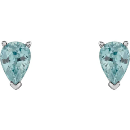 14K White Gold Natural Blue Zircon Earrings