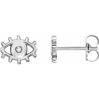 Sterling Silver .015 CTW Natural Diamond Evil Eye Earrings