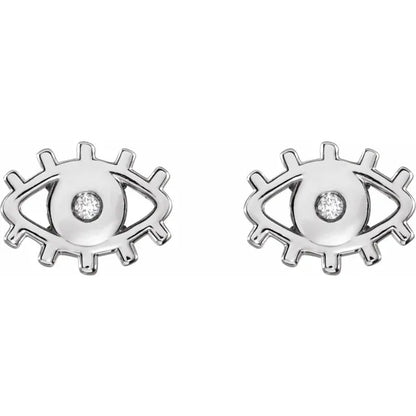 Sterling Silver .015 CTW Natural Diamond Evil Eye Earrings