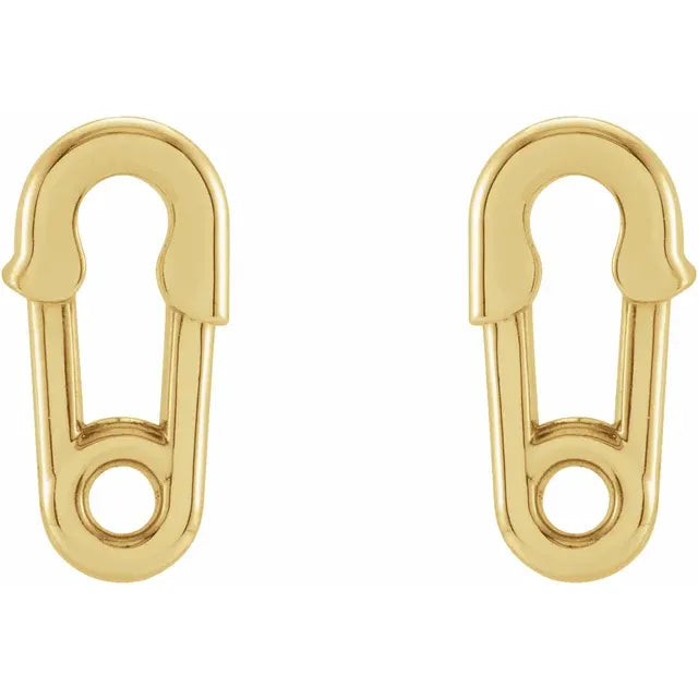 14K Yellow Safety Pin Earrings