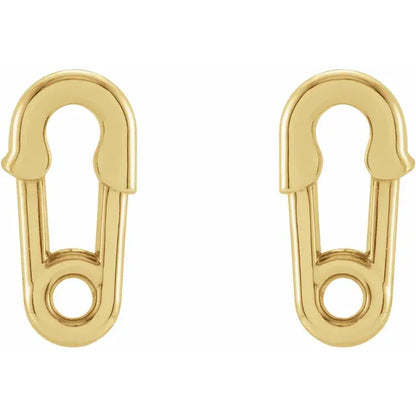 14K Yellow Safety Pin Earrings