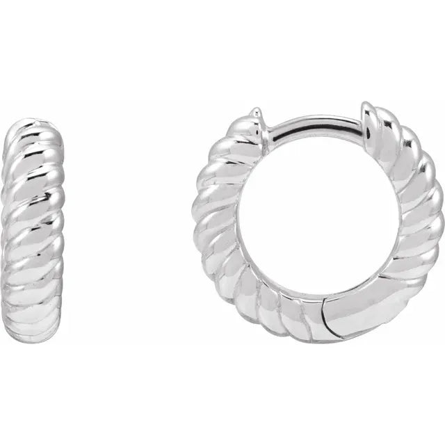 Sterling Silver Hinged Rope Hoop Earrings