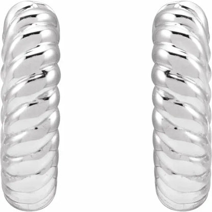 Sterling Silver Hinged Rope Hoop Earrings
