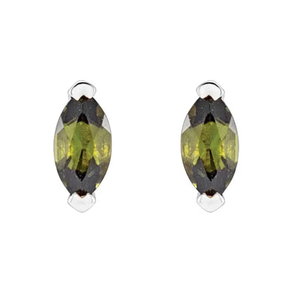 Sterling Silver Natural Green Tourmaline Earrings