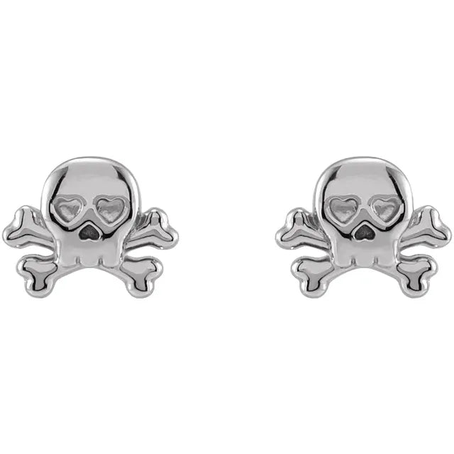 Sterling Silver Petite Skull & Crossbones Earrings