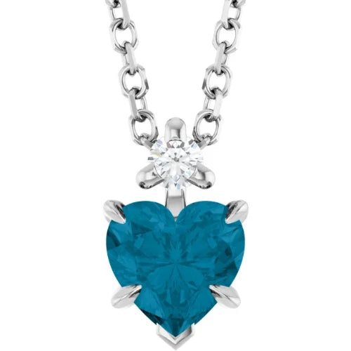 Accented Heart Necklace with Natural London   Blue Topaz