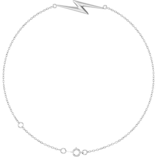 Sterling Silver Lightning Bolt Link 6 1/2-7 1/2" Bracelet